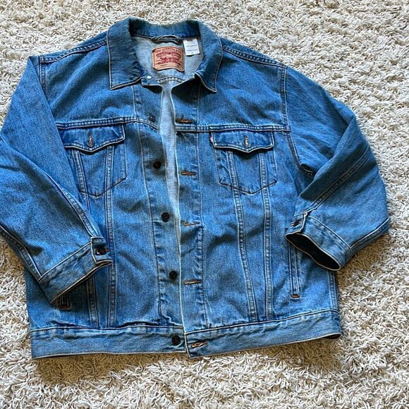 Vtg 1990s Levi's 70507 Blue Denim Jean Trucker Jacket XL - Picture 1 of 12